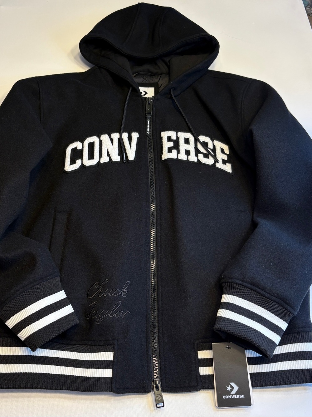 Converse Chuck Taylor Black Varsity-style Hooded Jacket Men’s Large Streetwear